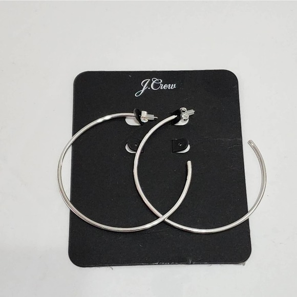 J. CREW large silver tone hoop earrings new!!! - Picture 1 of 3
